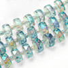 Faceted Rondelle, Glass, Blue & Green AB, 10x7mm, One 19in Strand
