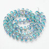 Faceted Rondelle, Glass, Blue & Green AB, 10x7mm, One 19in Strand