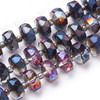 Faceted Rondelle, Glass, Black & Pink AB, 10x7mm, One 18in Strand