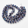 Faceted Rondelle, Glass, Black & Pink AB, 10x7mm, One 18in Strand