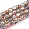 Faceted Round, Frosted, Glass, Fuchsia AB, 10mm, One 28in Strand