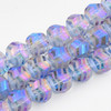 Faceted Round, Frosted, Glass, Blue AB, 10mm, One 24in Strand