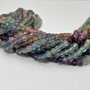 Fluorite, Blue Mix, Natural, Faceted Cube, One 4mm Strand
