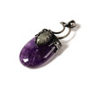 Amethyst, Natural, Moon with Labradorite, One Pendant