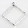 Bezel Pendant, Open Back, Rhombus, Metal Alloy, 48x44x3.5mm, 6 PCS