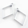 Bezel Pendant, Open Back, Rhombus, Metal Alloy, 40x25x3.5mm, 6 PCS