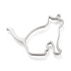 Bezel Pendant, Open Back, Cat, Stainless Steel, 32x40x3mm, 2 PCS