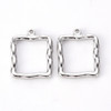 Bezel Pendant, Open Back, Square, Stainless Steel, 25x20x3mm, 2 PCS