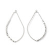 Bezel Pendant, Open Back, Teardrop with Cube Beads, Platinum Plated Brass, 48x26x2mm, 2 PCS
