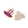Enamel Charm, American Flag Hat, Metal Alloy, 15mm, 10 PCS