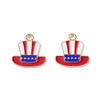 Enamel Charm, American Flag Hat, Metal Alloy, 15mm, 10 PCS