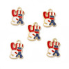 Enamel Charm, American Flag USA, Metal Alloy, 17x12mm, 10 PCS