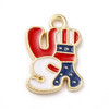 Enamel Charm, American Flag USA, Metal Alloy, 17x12mm, 10 PCS