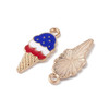 Enamel Charm, American Flag, Ice Cream Cone, Metal Alloy, 23x9mm, 10 PCS