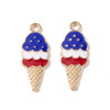 Enamel Charm, American Flag, Ice Cream Cone, Metal Alloy, 23x9mm, 10 PCS
