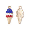 Enamel Charm, American Flag, Ice Cream Cone, Metal Alloy, 23x9mm, 10 PCS