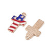 Enamel Charm, American Flag Cross, Metal Alloy, 23x13mm, 10 PCS