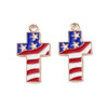 Enamel Charm, American Flag Cross, Metal Alloy, 23x13mm, 10 PCS