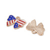Enamel Charm, American Flag Bowtie, Metal Alloy, 13x16mm, 10 PCS