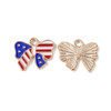 Enamel Charm, American Flag Bowtie, Metal Alloy, 13x16mm, 10 PCS