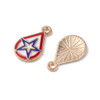 Enamel Charm, American Flag, Teardrop w/ Star, Metal Alloy, 18x11mm, 10 PCS