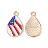 Enamel Charm, American Flag Teardrop, Metal Alloy, 18x11mm, 10 PCS