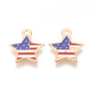 Enamel Charm, American Flag Star, Metal Alloy, 18x16mm, 10 PCS