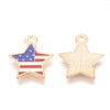 Enamel Charm, American Flag Star, Metal Alloy, 18x16mm, 10 PCS