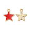 Enamel Charm, Star, Red, Metal Alloy, 18x16mm, 10 PCS