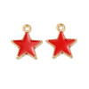 Enamel Charm, Star, Red, Metal Alloy, 18x16mm, 10 PCS