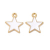 Enamel Charm, Star, White, Metal Alloy, 18x16mm, 10 PCS