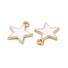 Enamel Charm, Star, White, Metal Alloy, 18x16mm, 10 PCS
