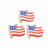 Enamel Charm, American Flag, Metal Alloy, 15x17mm, 10 PCS