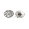 Shank Button, Flat Round, Flower, 15x6.5mm, Antique Silver Plated Zinc Alloy, 10 PCS