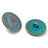 Shank Button, Flat Round, Heart, 18x6.5mm, Patina Metal Alloy, 6 PCS