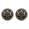 Shank Button, "Armee Militär" Shield, 15x9mm, Antique Silver Plated Metal Alloy, 6 PCS