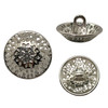 Shank Button, Mandala Design, 18x10mm, Antique Silver Plated Metal Alloy, 6 PCS