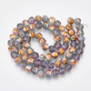 Faceted Round, Frosted, Glass, Gold & Pink AB, 10mm, One 24in Strand
