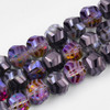 Faceted Round, Frosted, Glass, Black & Pink AB, 10mm, One 24in Strand