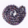 Faceted Round, Frosted, Glass, Black & Pink AB, 10mm, One 24in Strand