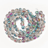 Faceted Round, Frosted, Glass, Rainbow AB, 10mm, One 24in Strand