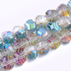 Faceted Round, Frosted, Glass, Rainbow AB, 10mm, One 24in Strand