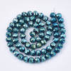 Faceted Round, Frosted, Glass, Dark Cyan, 10mm, One 24in Strand