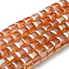 Faceted Cube, Glass, Orange AB, 6mm, One 22in Strand