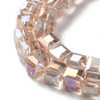 Faceted Cube, Glass, Wheat AB, 6mm, One 22in Strand