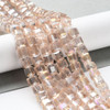 Faceted Cube, Glass, Wheat AB, 6mm, One 22in Strand