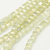 Faceted Cube, Glass, Yellow AB, 6mm, One 22in Strand