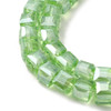 Faceted Cube, Glass, Green AB, 6mm, One 22in Strand