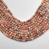 Rhodochrosite, Natural, Faceted Round, One 4mm Strand