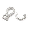 Fold Over Clasp, Teardrop, 22mm, Brass, Platinum Plated, Cubic Zirconia, 1 Set